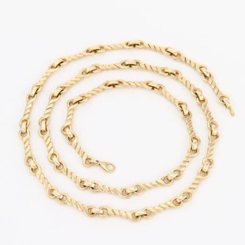 Vintage 9Ct Yellow Gold 50.2g Fancy Link Chain Necklace 27 1/2''