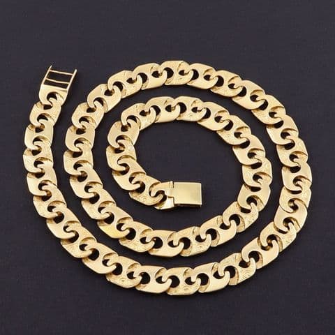 Vintage Heavy 9Ct Gold 79.7g Anchor / Mariner Link Chain Necklace 24''