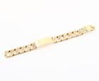 Vintage Heavy Solid 9Ct Gold 101.8g Flat Curb Link Identity ID Bracelet 8 3/4''