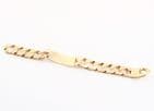 Vintage Heavy Solid 9Ct Gold 101.8g Flat Curb Link Identity ID Bracelet 8 3/4''