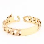 Vintage Heavy Solid 9Ct Gold 101.8g Flat Curb Link Identity ID Bracelet 8 3/4''