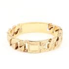 Vintage Heavy Solid 9Ct Gold 101.8g Flat Curb Link Identity ID Bracelet 8 3/4''