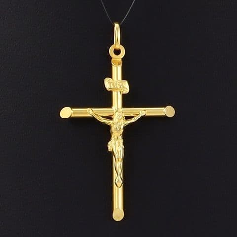 Vintage Italian 18Ct Gold 4g Crucifix Cross Pendant by Unoaerre