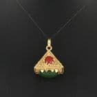 Vintage Italian 18Ct Gold And Agate Byzantine Etruscan Style Pendant / Fob