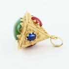 Vintage Italian 18Ct Gold And Agate Byzantine Etruscan Style Pendant / Fob