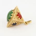 Vintage Italian 18Ct Gold And Agate Byzantine Etruscan Style Pendant / Fob