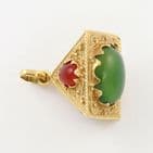 Vintage Italian 18Ct Gold And Agate Byzantine Etruscan Style Pendant / Fob