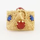Vintage Italian 18Ct Gold And Agate Byzantine Etruscan Style Pendant / Fob