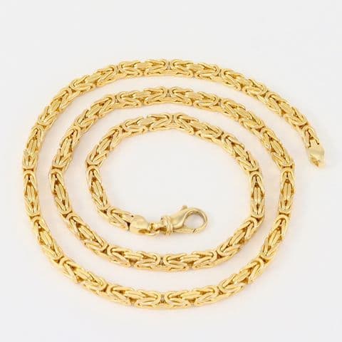 Vintage Italian 9Ct Gold 59g Byzantine Link Chain Necklace 22''