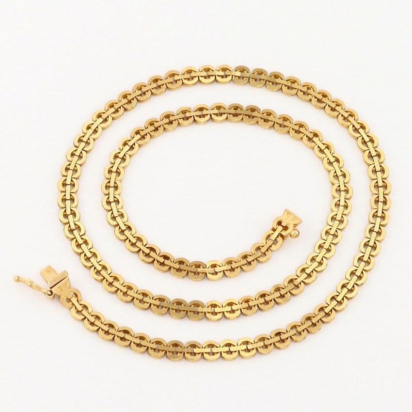 Vintage Italian 9Ct Yellow Gold 18.2 grams Pattern Flat Link Chain Necklace 17''