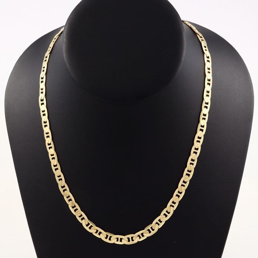 Vintage Italian 9Ct Yellow Gold 23.6g Anchor / Mariner Link Chain Necklace 20''