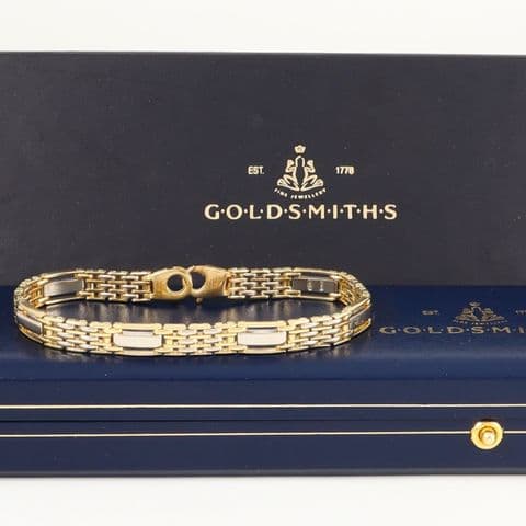 Vintage Solid 18Ct Yellow And White Gold 23.1g Bracelet 7 1/2''