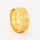 Vintage Solid 22Ct Gold Floral Engraved Patterned Wedding Ring / Band