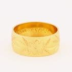 Vintage Solid 22Ct Gold Floral Engraved Patterned Wedding Ring / Band