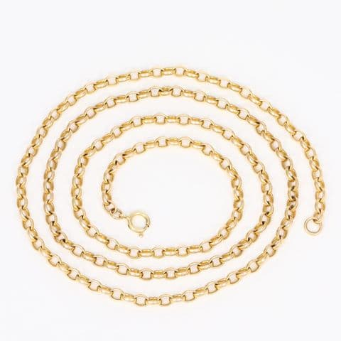 Vintage Solid 9Ct Gold 12.9g Oval Belcher Link Chain Necklace 24''