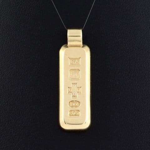 Vintage Solid 9Ct Gold 16.5g Ingot Pendant c 2000 Millennium