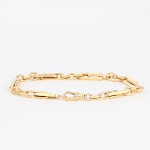 Vintage Solid 9Ct Gold 20 grams Trombone Link Bracelet 8 1/2''