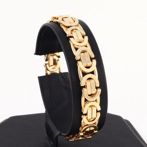 Vintage Solid 9Ct Gold 23.9 grams Flat Byzantine Link  Bracelet 7 1/2''