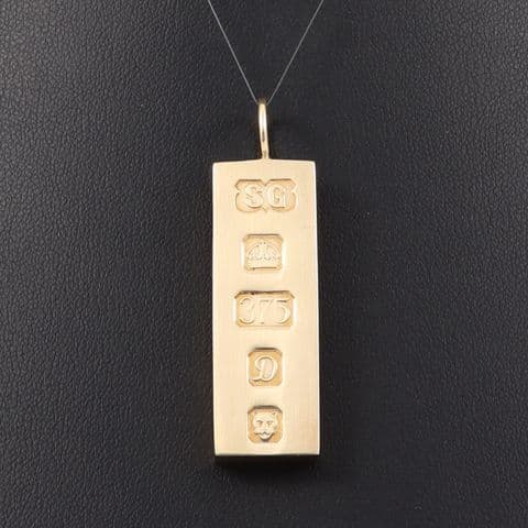 Vintage Solid 9Ct Gold 27.3g Ingot Pendant c 1978