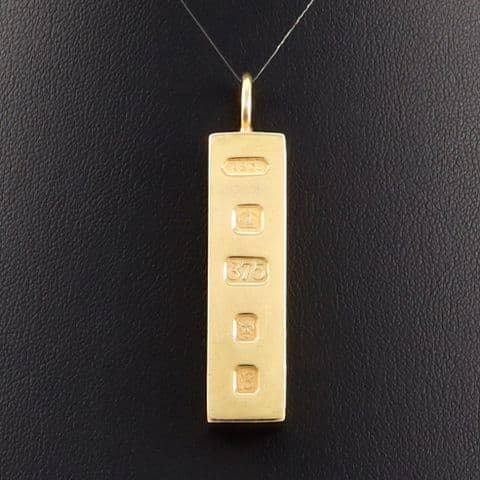 Vintage Solid 9Ct Gold 28g Ingot Pendant c 1976