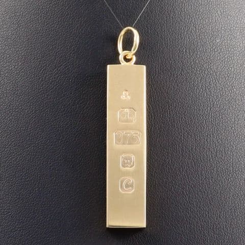 Vintage Solid 9Ct Gold 29.2g Ingot Pendant c 1977