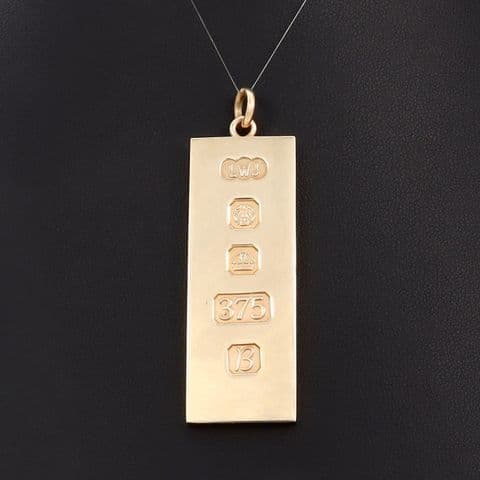 Vintage Solid 9Ct Gold 29.9g Ingot Pendant c 1976