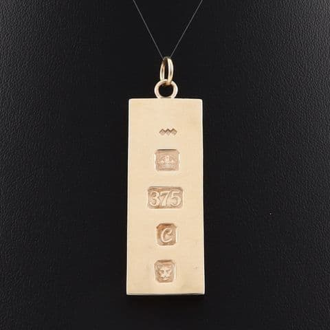 Vintage Solid 9Ct Gold 30.5g Ingot Pendant c 1977