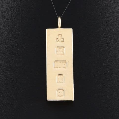 Vintage Solid 9Ct Gold 30.6g  Ingot Pendant c 1978