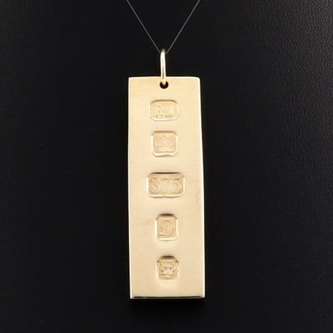 Vintage Solid 9Ct Gold 31.5g Ingot Pendant c 1978