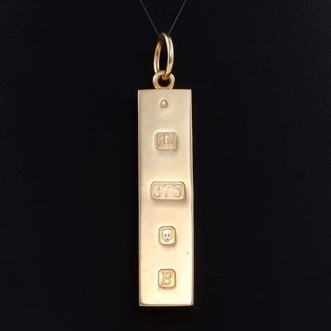 Vintage Solid 9Ct Gold 32.8g Ingot Pendant c 1976