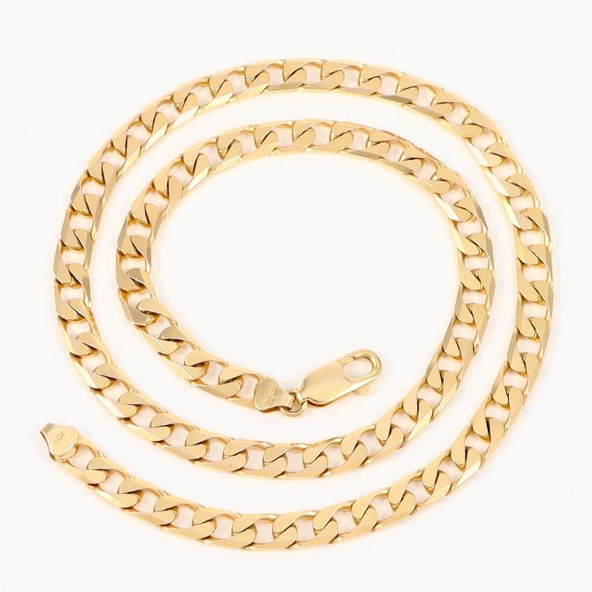 Vintage Solid 9Ct Gold 37.6g Flat Curb Link Chain Necklace 19 3/4'' by Unoaerre