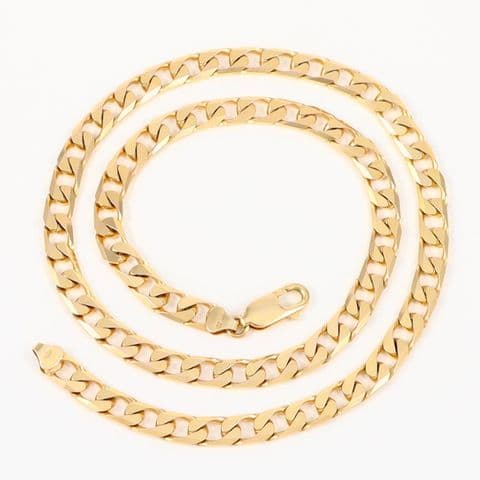 Vintage Solid 9Ct Gold 37.6g Flat Curb Link Chain Necklace 19 3/4'' by Unoaerre
