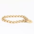 Vintage Solid 9Ct Gold 37.7g Curb Link Charm Bracelet  8 1/8”
