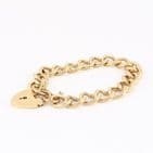 Vintage Solid 9Ct Gold 37.7g Curb Link Charm Bracelet  8 1/8”
