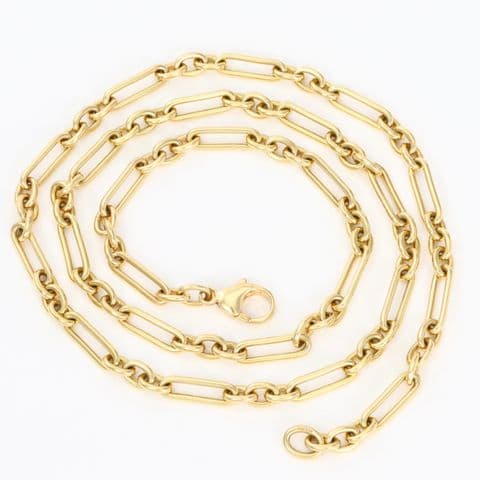 Vintage Solid 9Ct Gold 40.1g Paperclip And Oval  Link Chain Necklace 26 1/2''