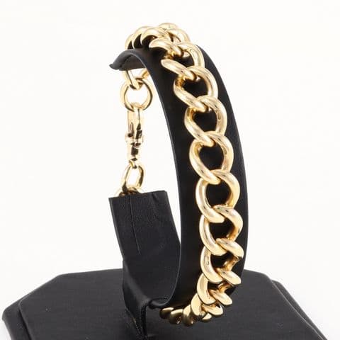 Vintage Solid 9Ct Gold 42.2 grams Curb Link Bracelet 8 7/8''