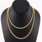 Vintage Solid 9Ct Gold 44g Curb Link Chain Necklace 34 1/2''