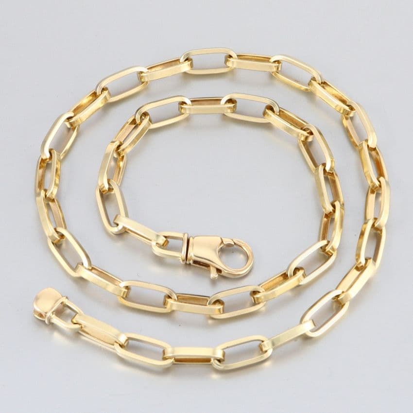 Vintage Solid 9Ct Gold 46.2g Long Elongated Link Chain Necklace 19 3/4''