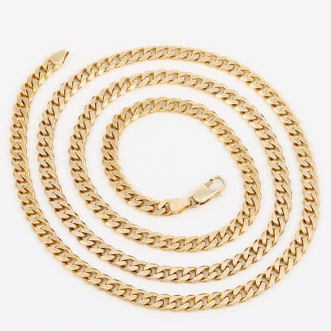 Vintage Solid 9Ct Gold 50.7g Flat Curb Link Chain Necklace 30 1/2''