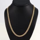 Vintage Solid 9Ct Gold 50.7g Flat Curb Link Chain Necklace 30 1/2''