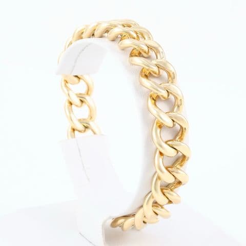 Vintage Solid 9Ct Gold 50.8g Curb Link Bracelet 8''