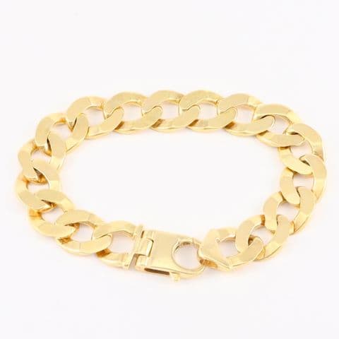Vintage Solid 9Ct Gold 70.7g Curb Link Bracelet 9 1/4''
