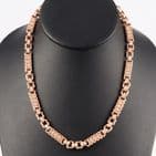 Vintage Solid 9Ct Rose Gold 34.5g Bars And Stars Link Chain / Necklace 17''