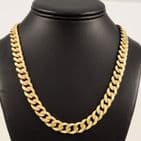Vintage Solid 9Ct Yellow Gold 83.3g Flat Curb Link Chain Necklace 20 1/4''