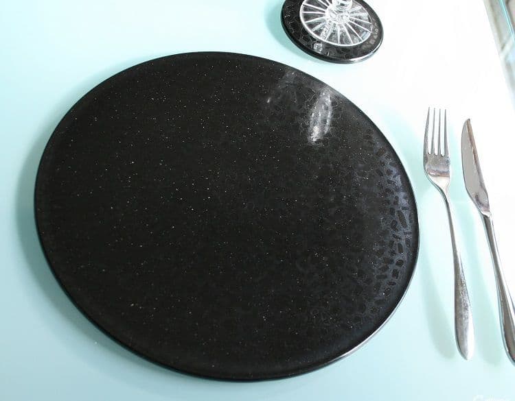 Black Granite Set of 1 Placemat 1 Coaster