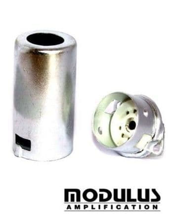 Aluminium pre amp valve shield and socket - silver