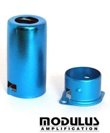 Aluminium pre amp valve shield - blue anodised