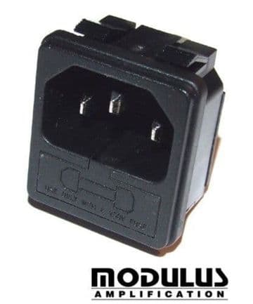 IEC mains socket-kettle plug - with fuse holder-snap in