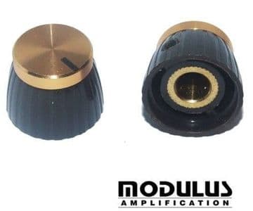 Knob -black plastic - gold alu top - M Style