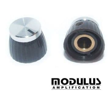 Knob -black plastic-silver alu top